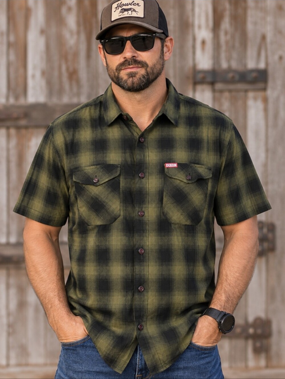 Dixxon Flannel Plaid Button-down Shirt - Olive Plaid Large